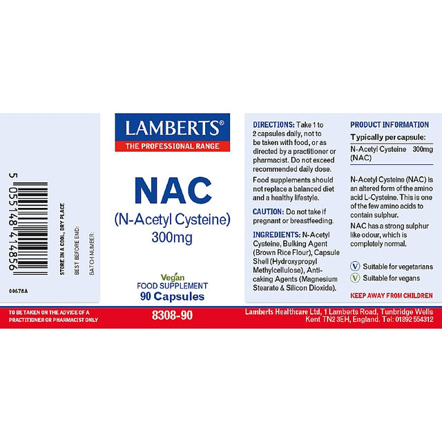 Lamberts NAC (N-Acetyl Cysteine) 300mg, 90 Capsules