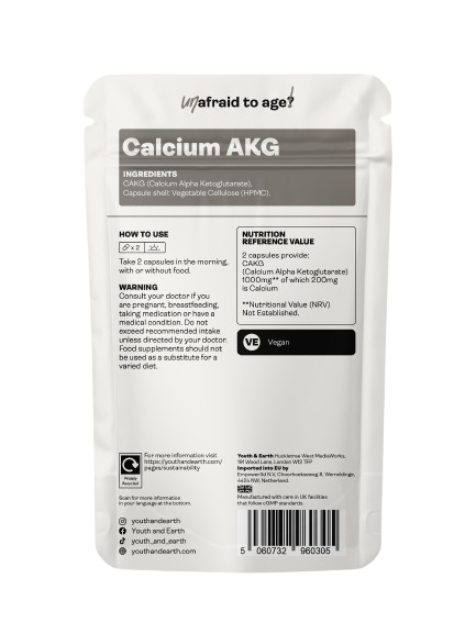 Youth & Earth Calcium Alpha Keto Glutarate, 60 Capsules