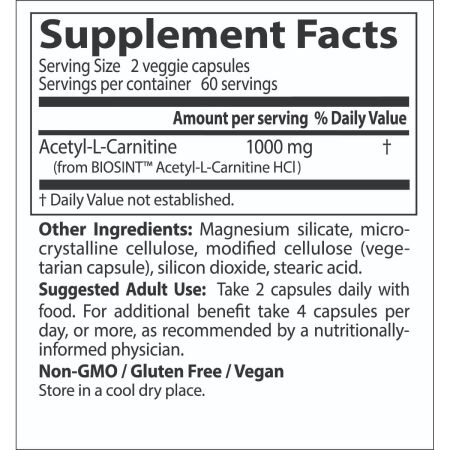 Doctor's Best Acetyl-L-Carnitine with Biosint Carnitines 500mg, 120 VCapsules