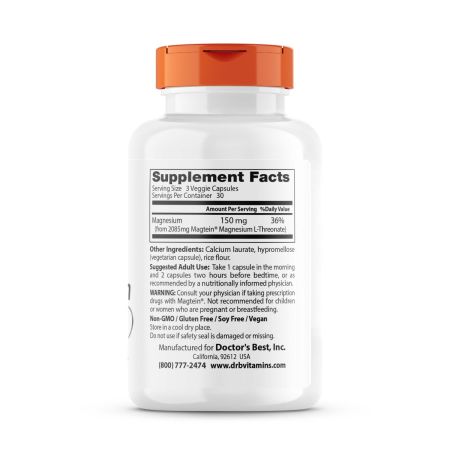 Doctor's Best  Brain Magnesium with Magtein 50mg, 90 VCapsules