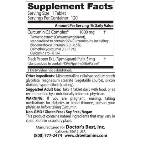 Doctor's Best Curcumin 1,000mg,  120 Tablets