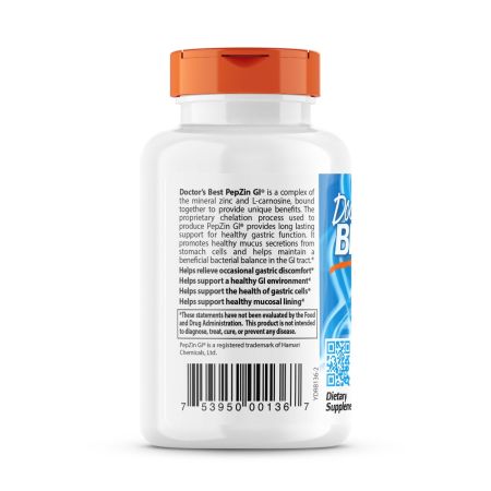 Doctor's Best PepZin GI, Zinc-L-Carnosine Complex, 120 VCapsules