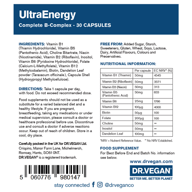 Dr Vegan UltraEnergy,  30 Capsules