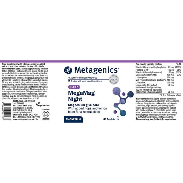 Metagenics MegaMag Night, 60 Tablets