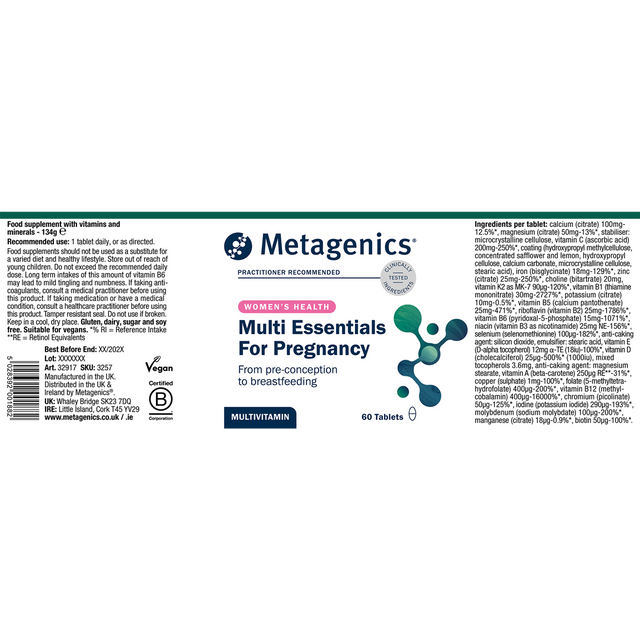 Metagenics Multi Essentials For Pregnancy, 60 Tablets