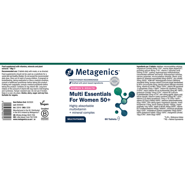 Metagenics Multi Essential for Women 50+, Multivitamin, 60 Tablets