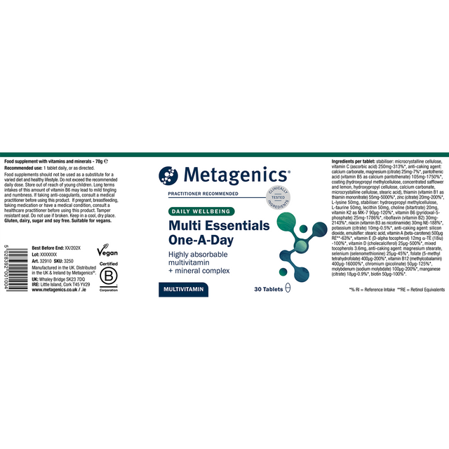 Metagenics Multi Essentials One-A-Day, 30 Tablets