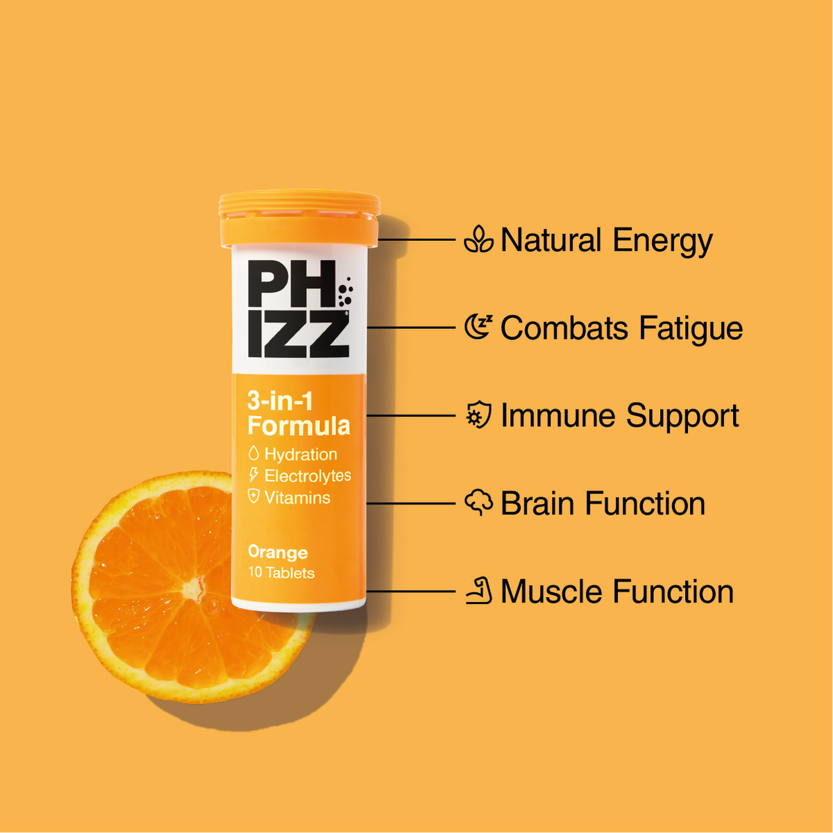 Phizz Orange 3-in-1 Hydration, Electrolytes and Vitamins Effervescent ...