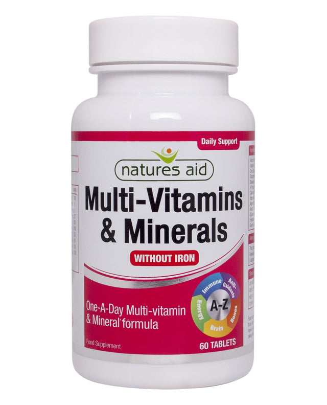 Natures Aid Multi-Vitamins & Minerals without Iron, 600mg, 60 Tablets